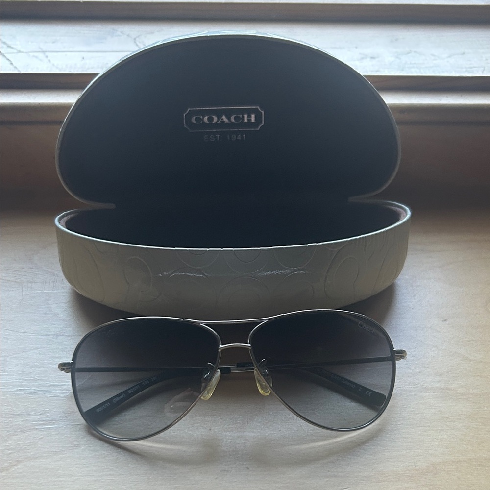 Coach Black and Gold Aviator Sunglasses
